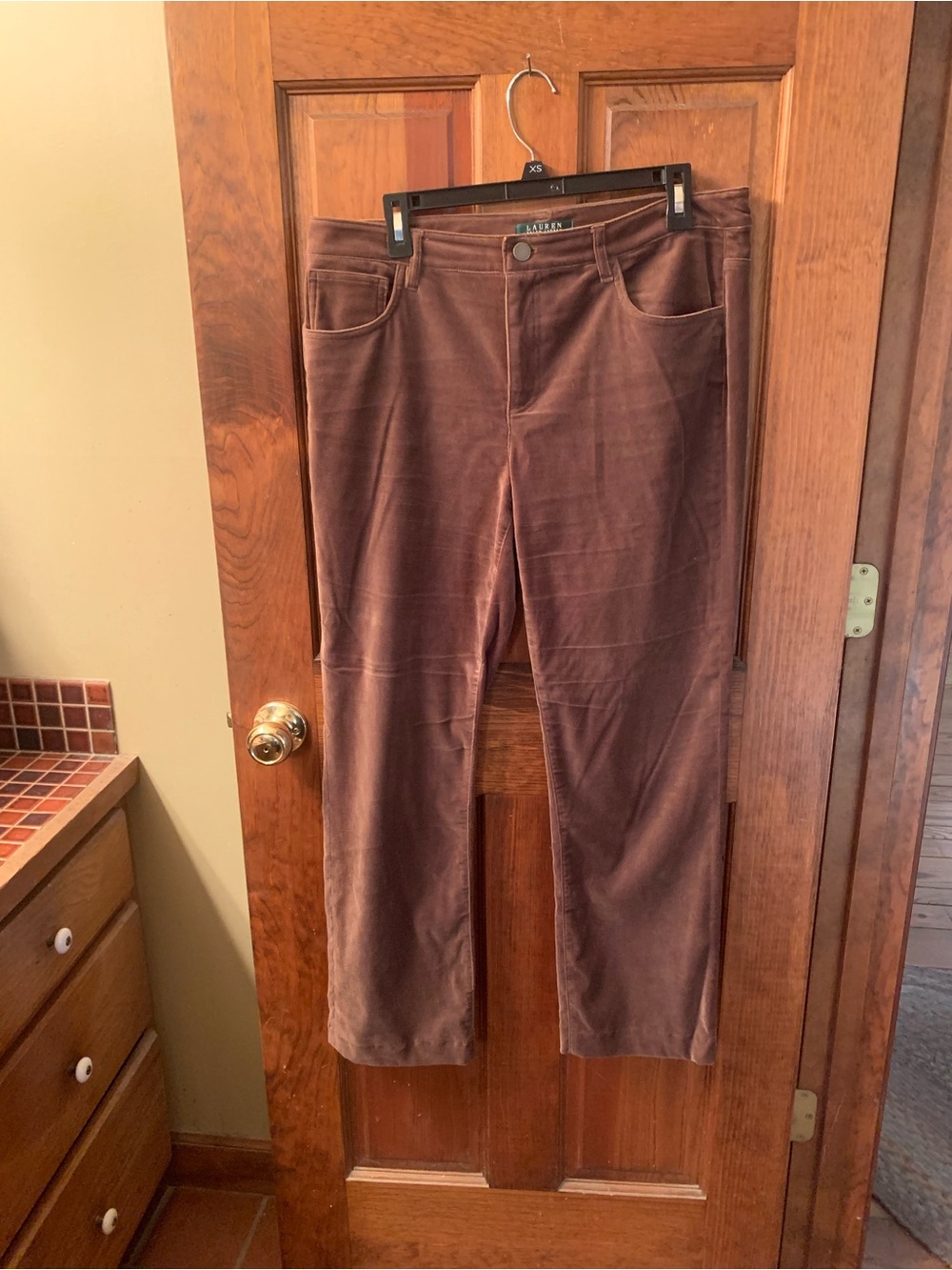 RALPH LAUREN Vintage 90’s, BROWN pants, VELVET LOOK, SO-SO SOFT, size 12.